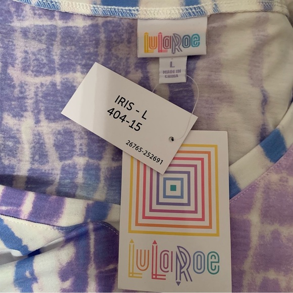🔲LULAROE Blue Purple & Lavender Print Dress "IRIS" size Large - Picture 7 of 7